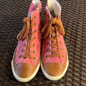 - Burnetie high top shoes canvas and leather size